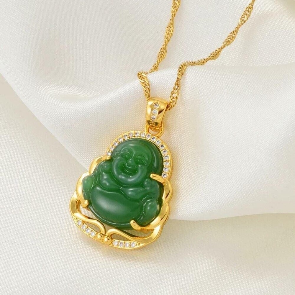 small Jade Buddha necklace ,18k gold plated buddha necklace ,buddah necklace ,bu
